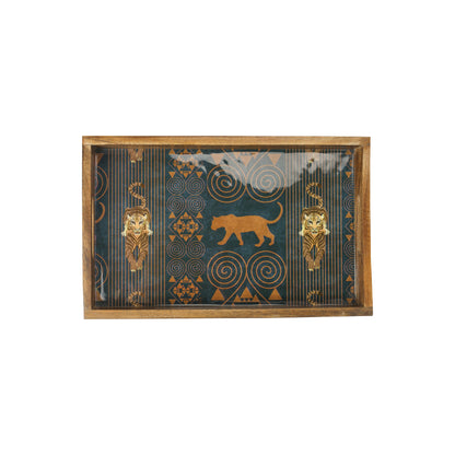 Safari Lion Resin And Wood Decorative Trays- Set of 3