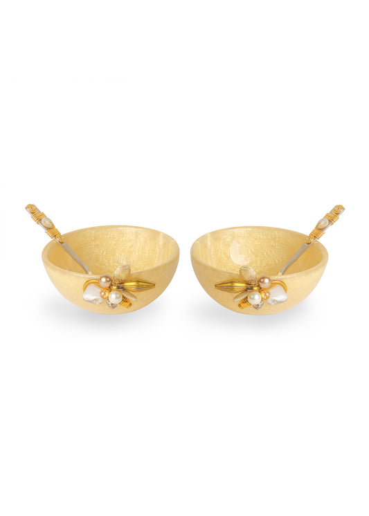 Gold Pearl Decorative Snack Bowls (Set of 2)