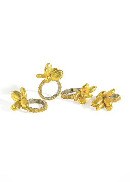 Golden Blossom Floral Napkin Rings