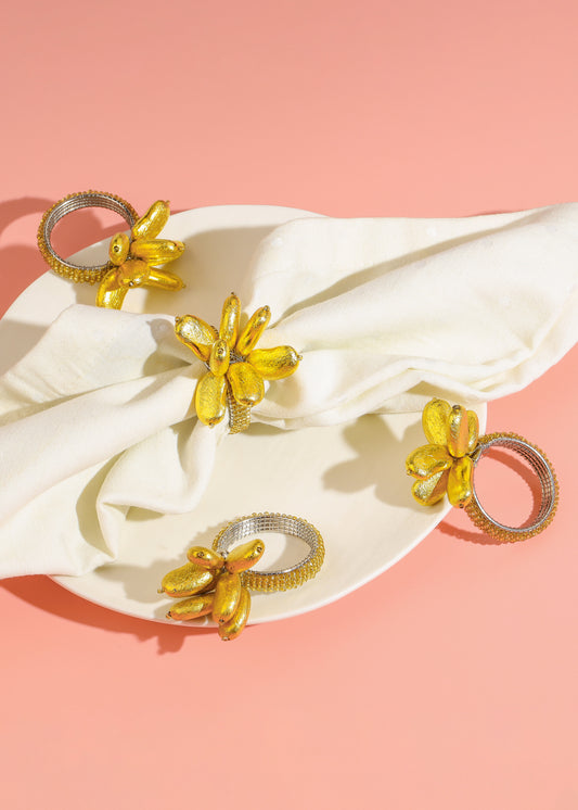 Golden Blossom Floral Napkin Rings