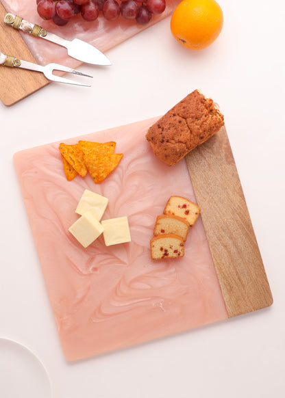 Pink Resin & Wood Cheese Board