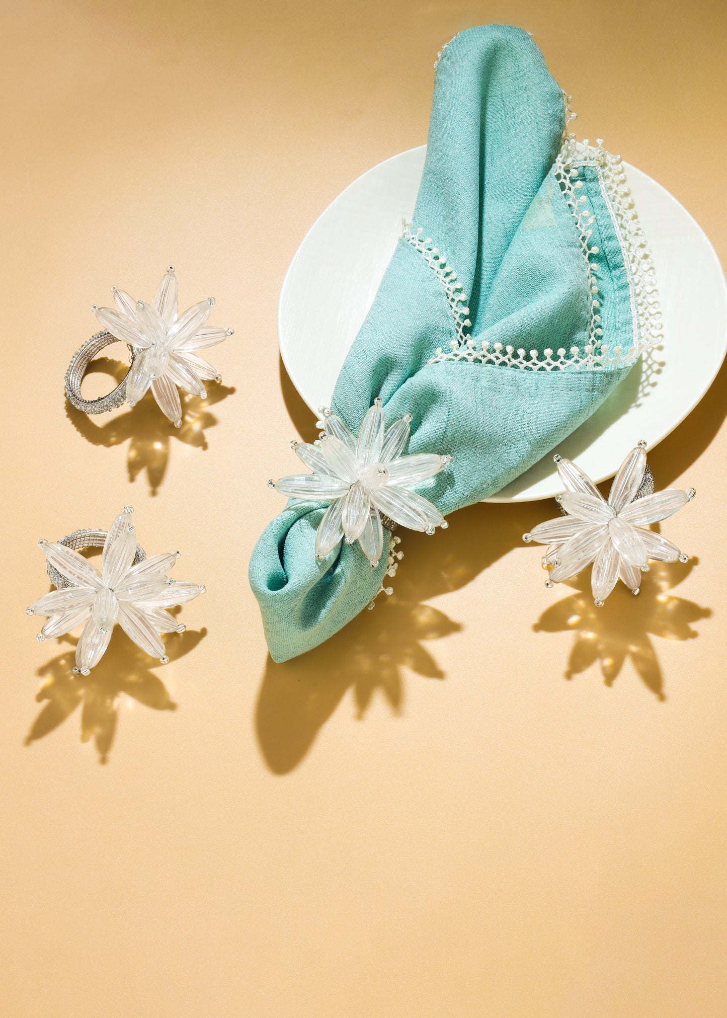 White Floral Napkin Rings