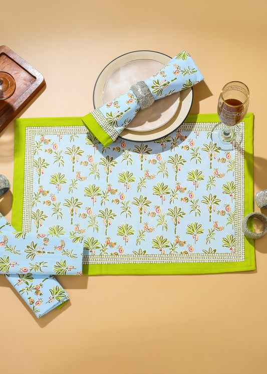 Tropical Opulence Block Print Cotton Placemats