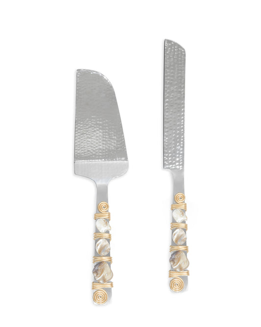 Mother of Pearl Cake Server Set