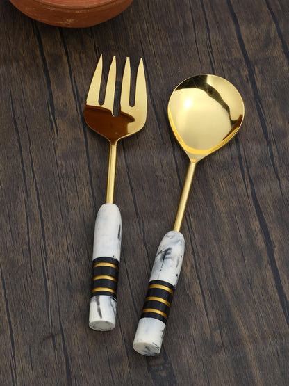 Gold Plated Metal & Resin Salad Set