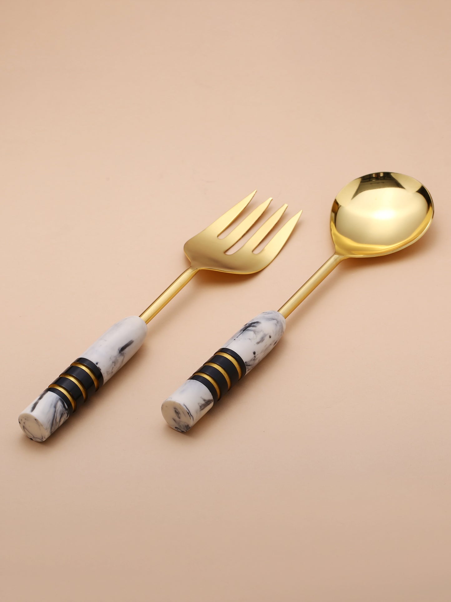 Gold Plated Metal & Resin Salad Set