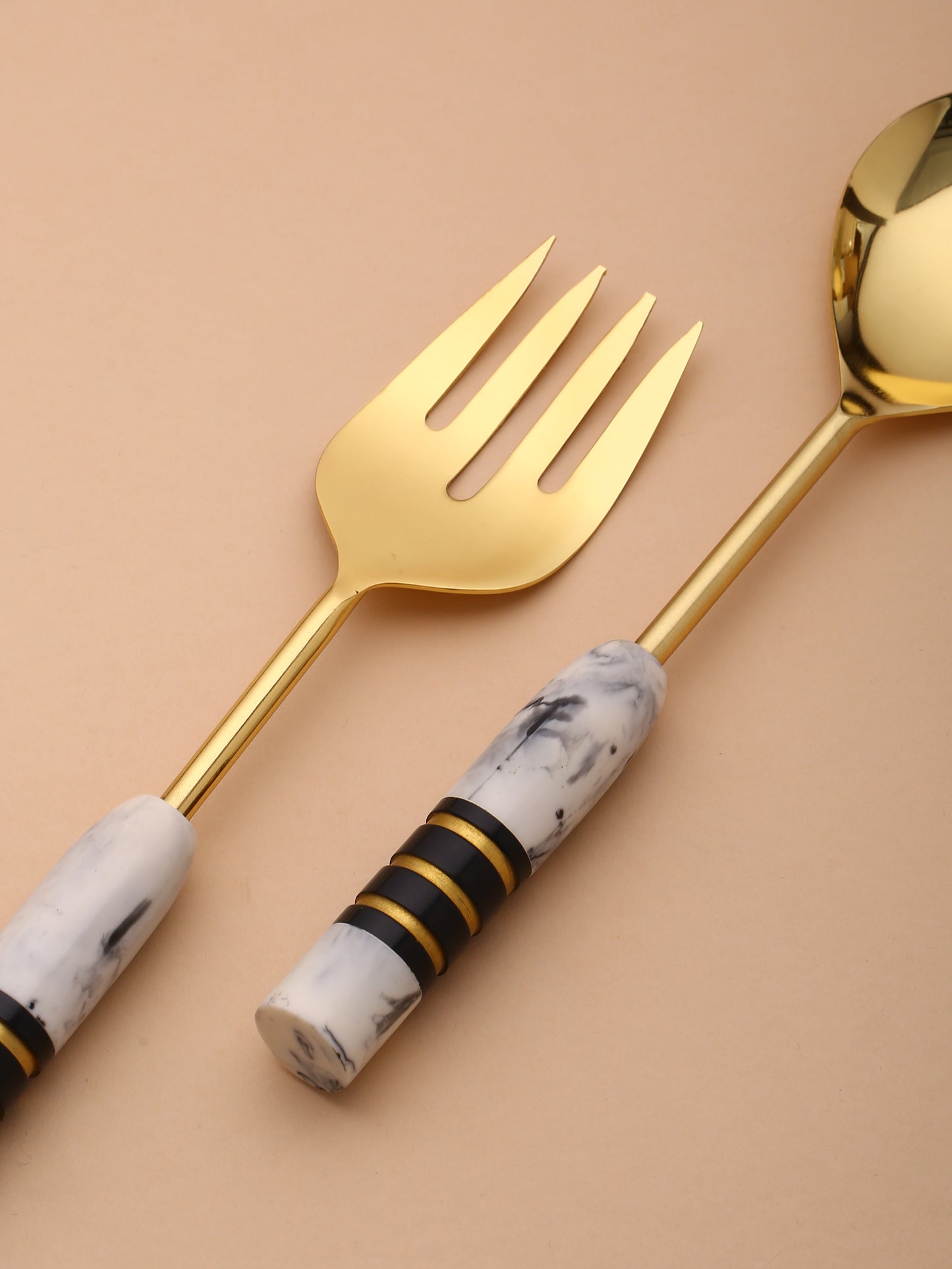 Gold Plated Metal & Resin Salad Set