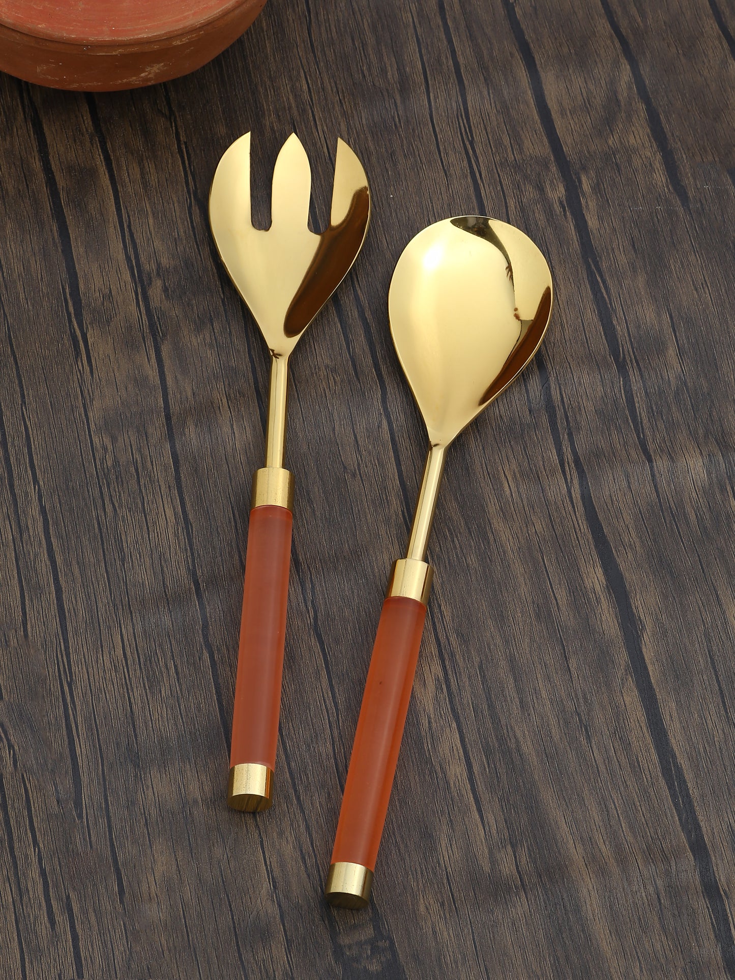 Gold Plated Metal & Resin Salad Set