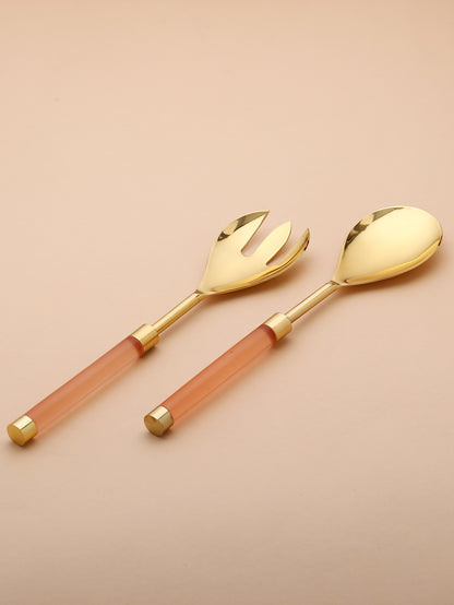 Gold Plated Metal & Resin Salad Set