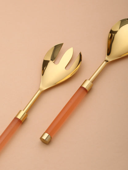 Gold Plated Metal & Resin Salad Set