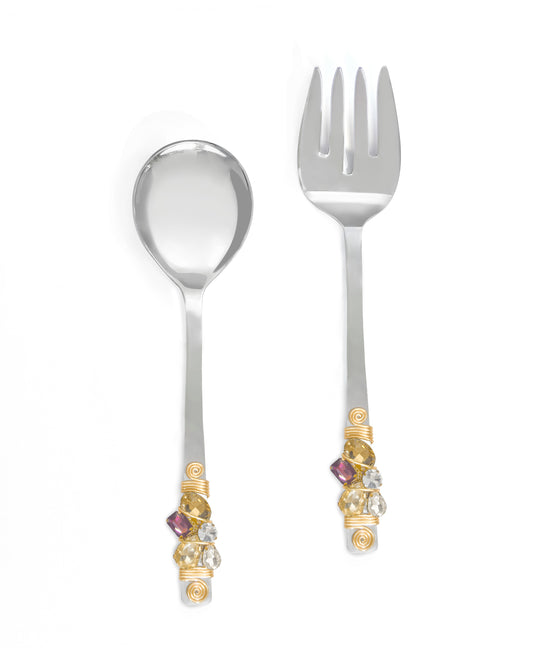 Multi Crystals Salad Server Set