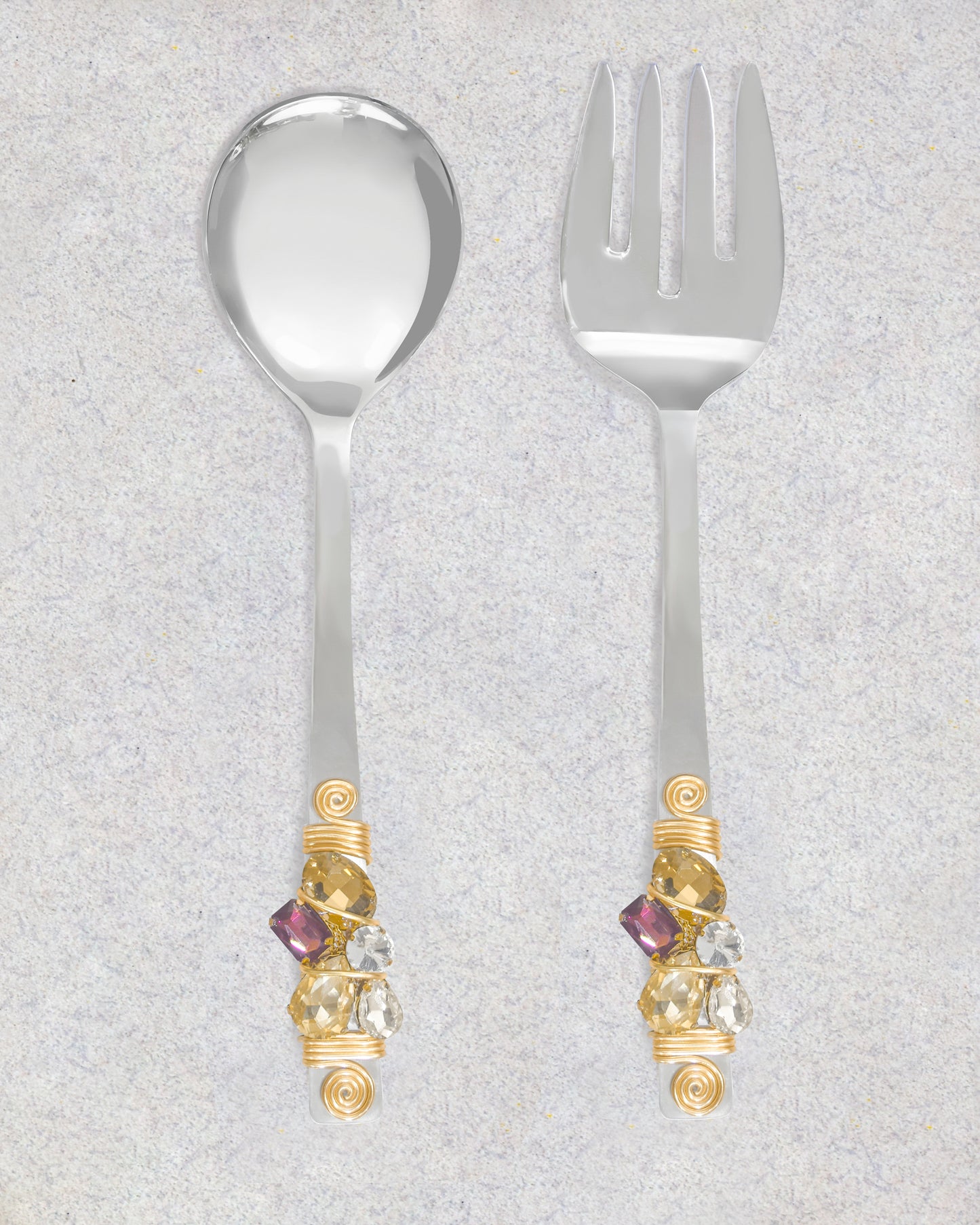 Multi Crystals Salad Server Set