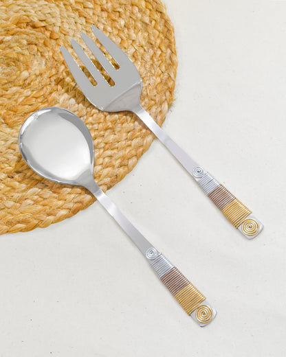 3 Tone Wrapped Salad Server Set