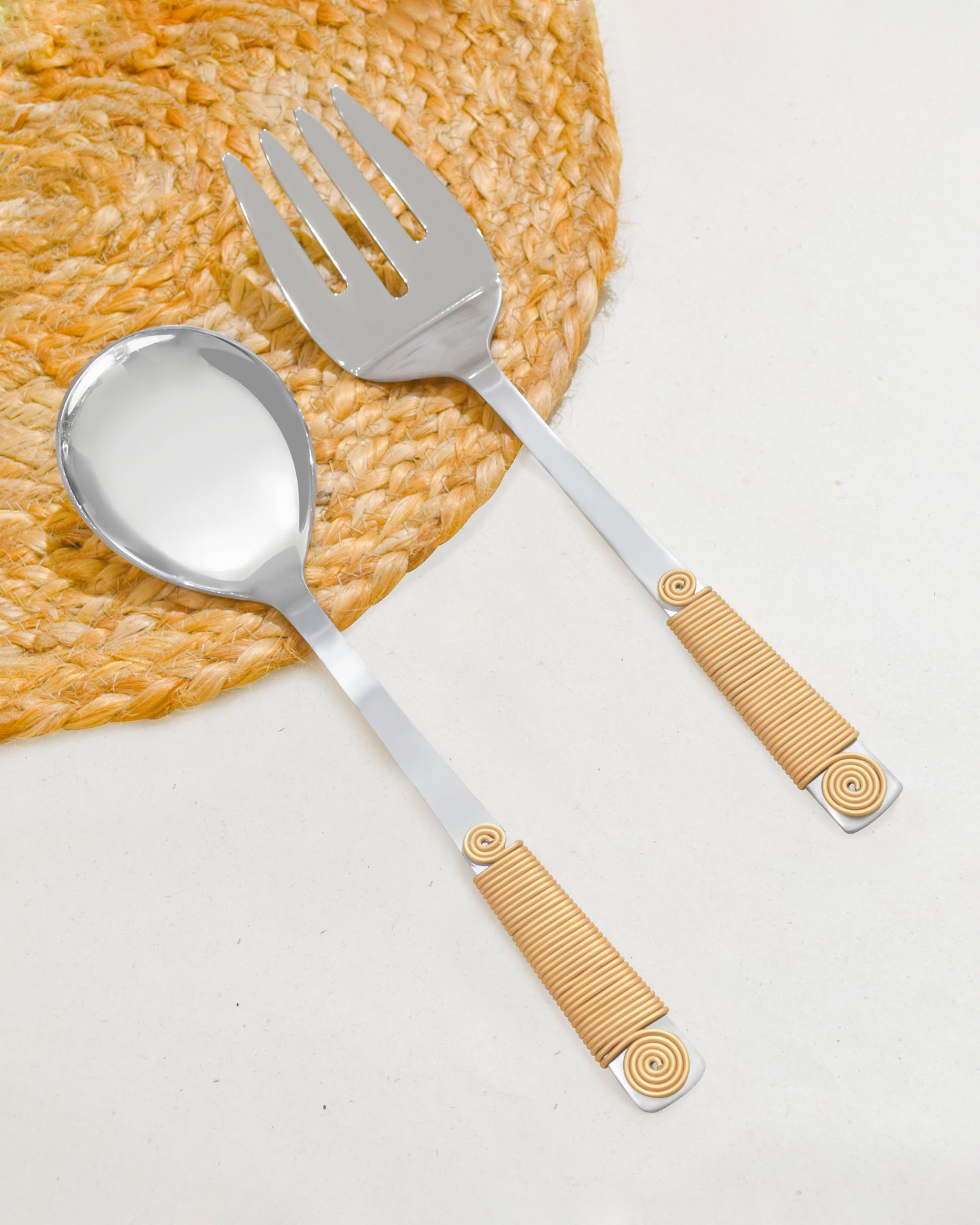 Matte Gold Wrapped Salad Server Set