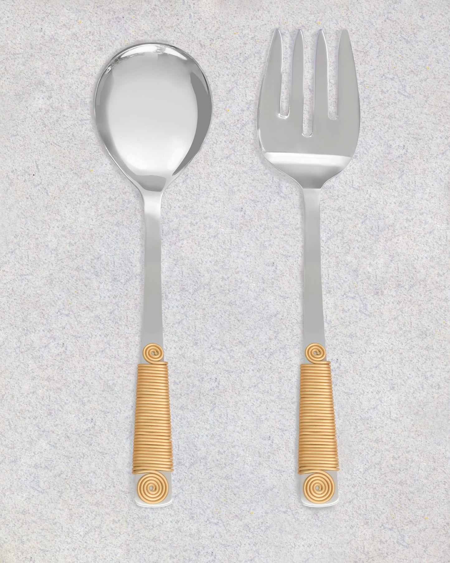 Matte Gold Wrapped Salad Server Set