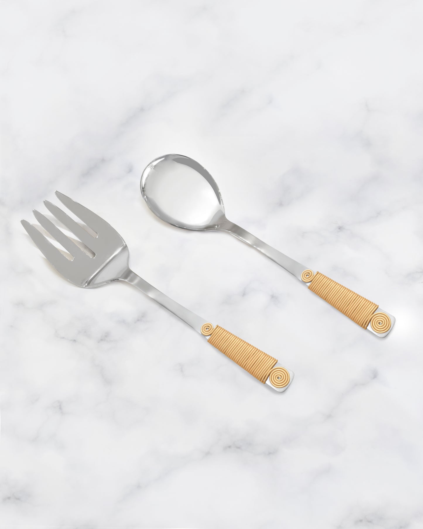 Matte Gold Wrapped Salad Server Set