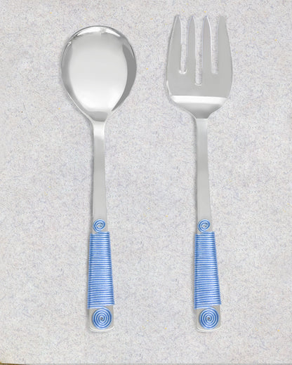 Sapphire Blue Wrapped Salad Server Set