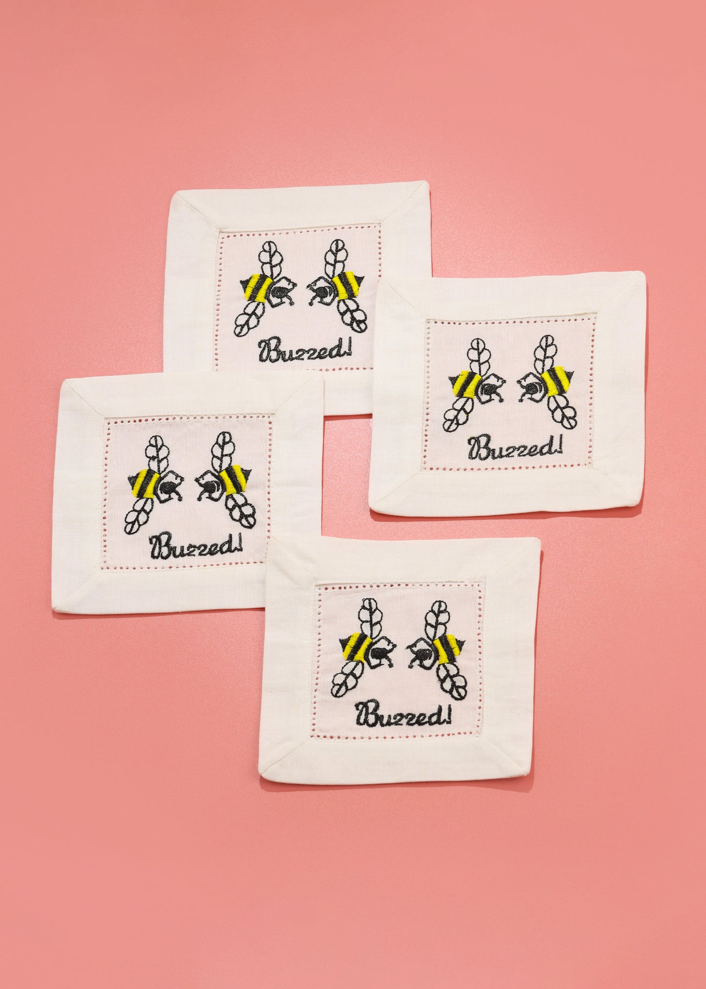Bee Cheers Embroidered Cocktail Napkins