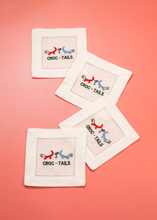 Crock-Tails and Cocktails Embroidered Napkins