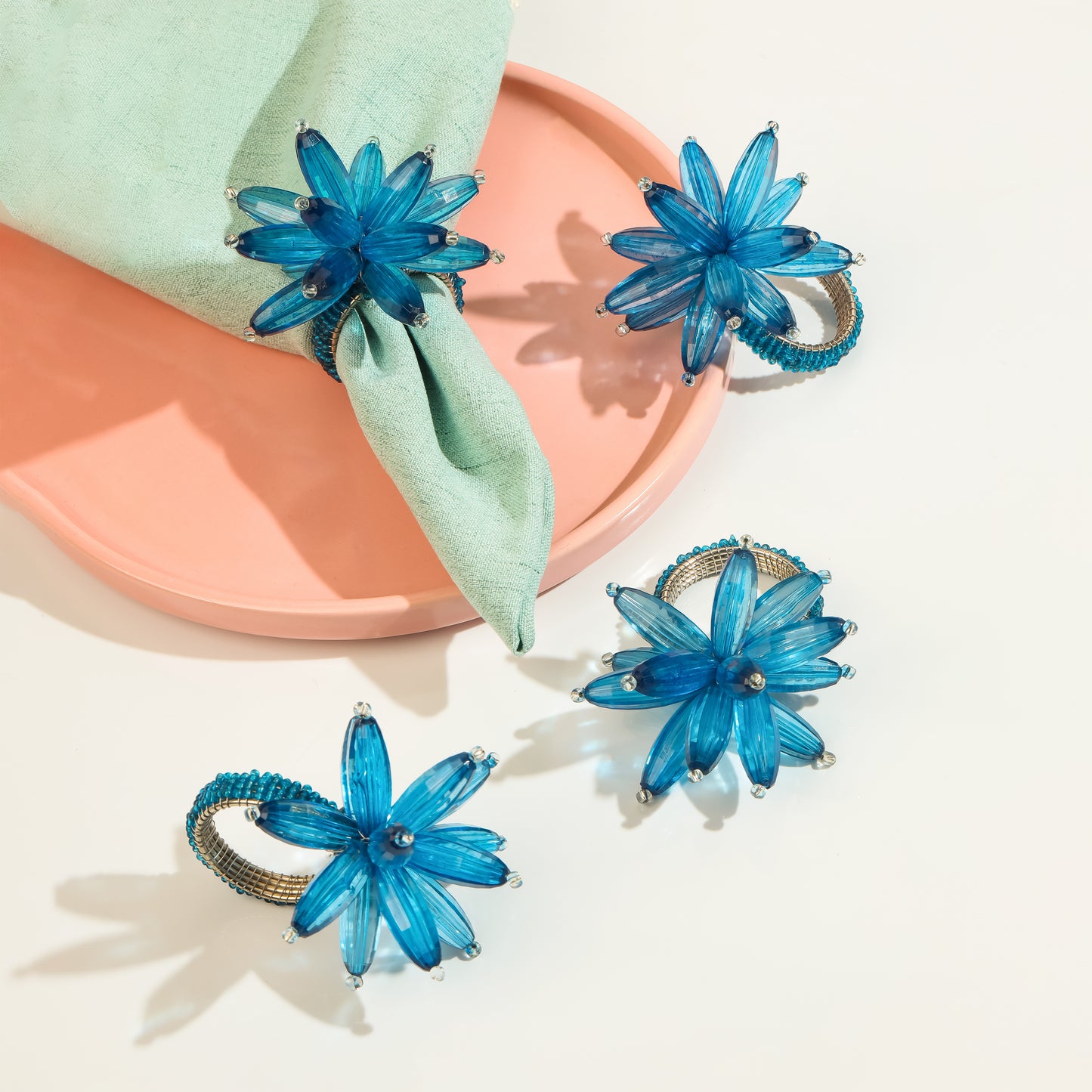 Blue Bloom Napkin Rings