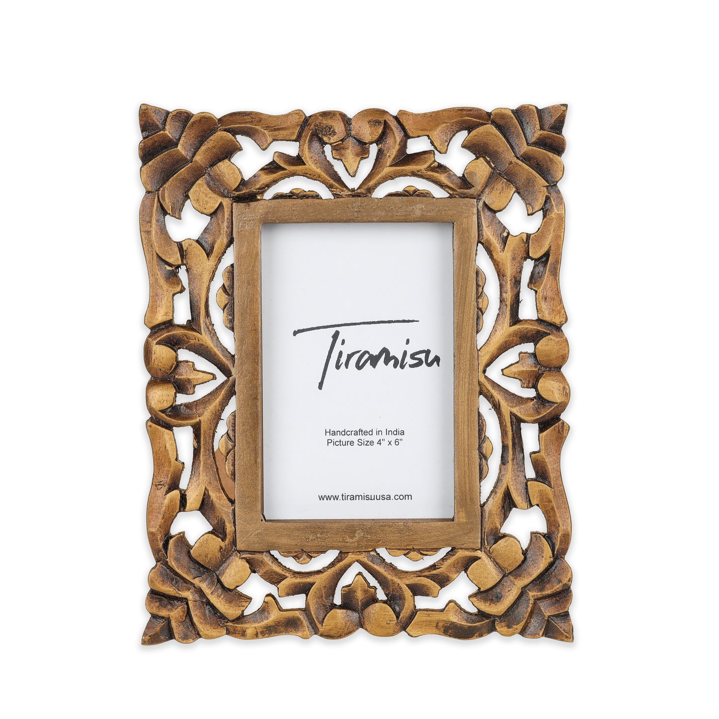 Artisanal Heritage Wood Carving Photo Frame