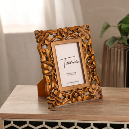 Artisanal Heritage Wood Carving Photo Frame