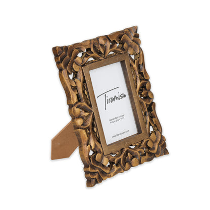 Artisanal Heritage Wood Carving Photo Frame