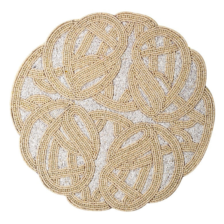 Ivory Abstarct Beaded Placemat