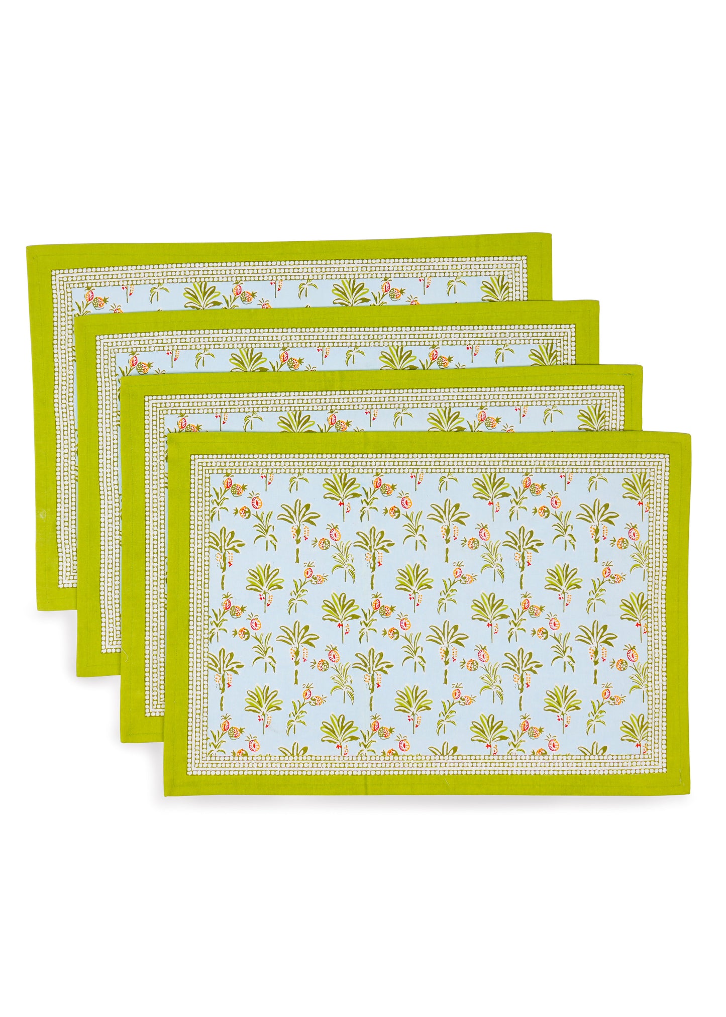 Tropical Opulence Block Print Cotton Placemats