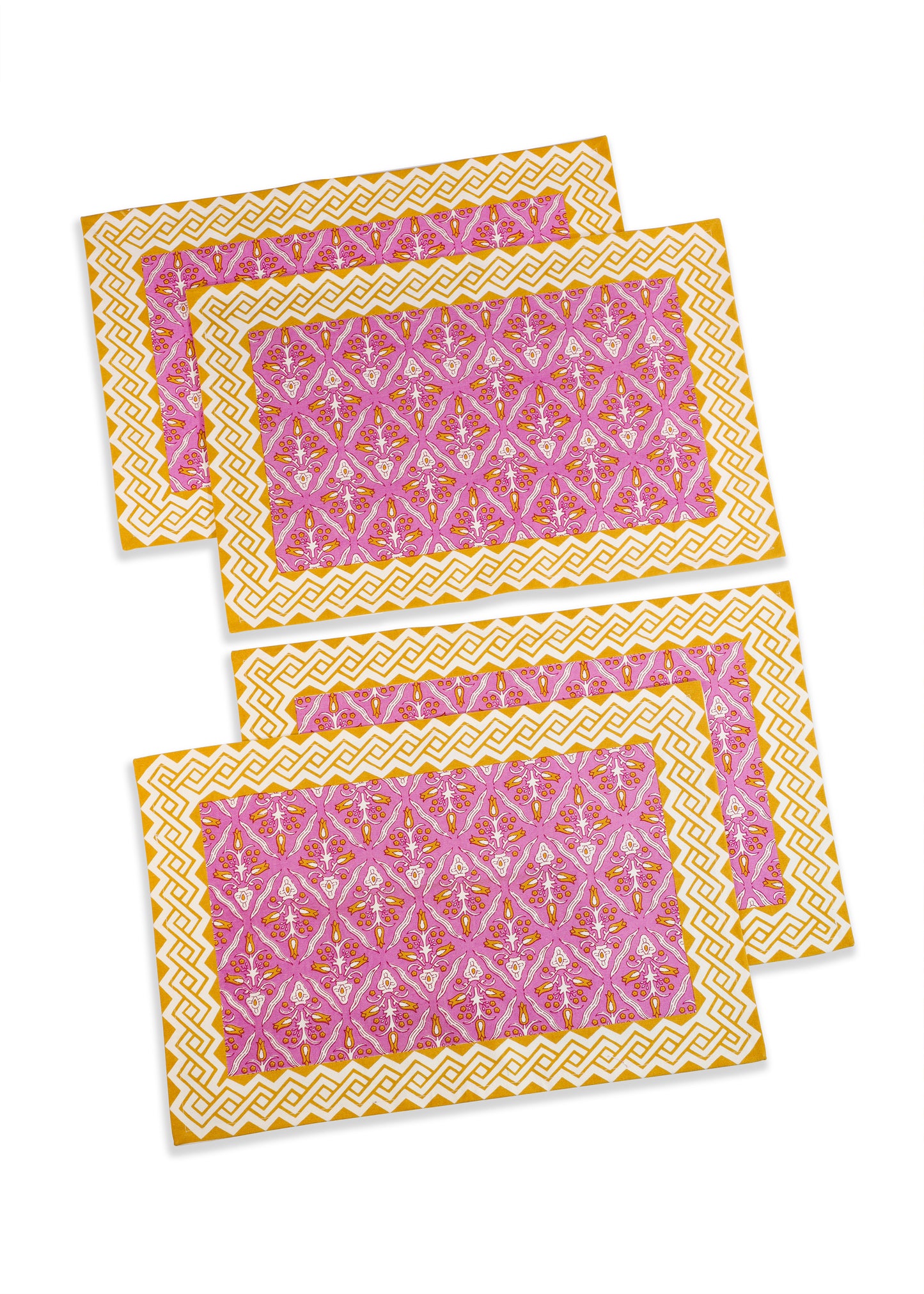 Orchid Luxe Block Print Cotton Placemats