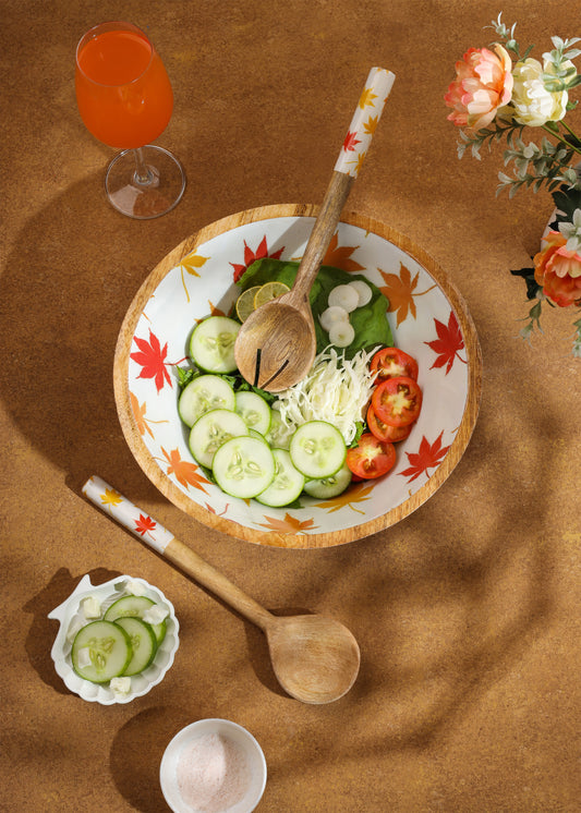 Autumn Maple Leaf Salad Bowl Set