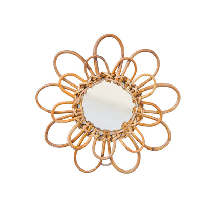 Tiramisu 12" Rattan Cane Flower Wall Mirror