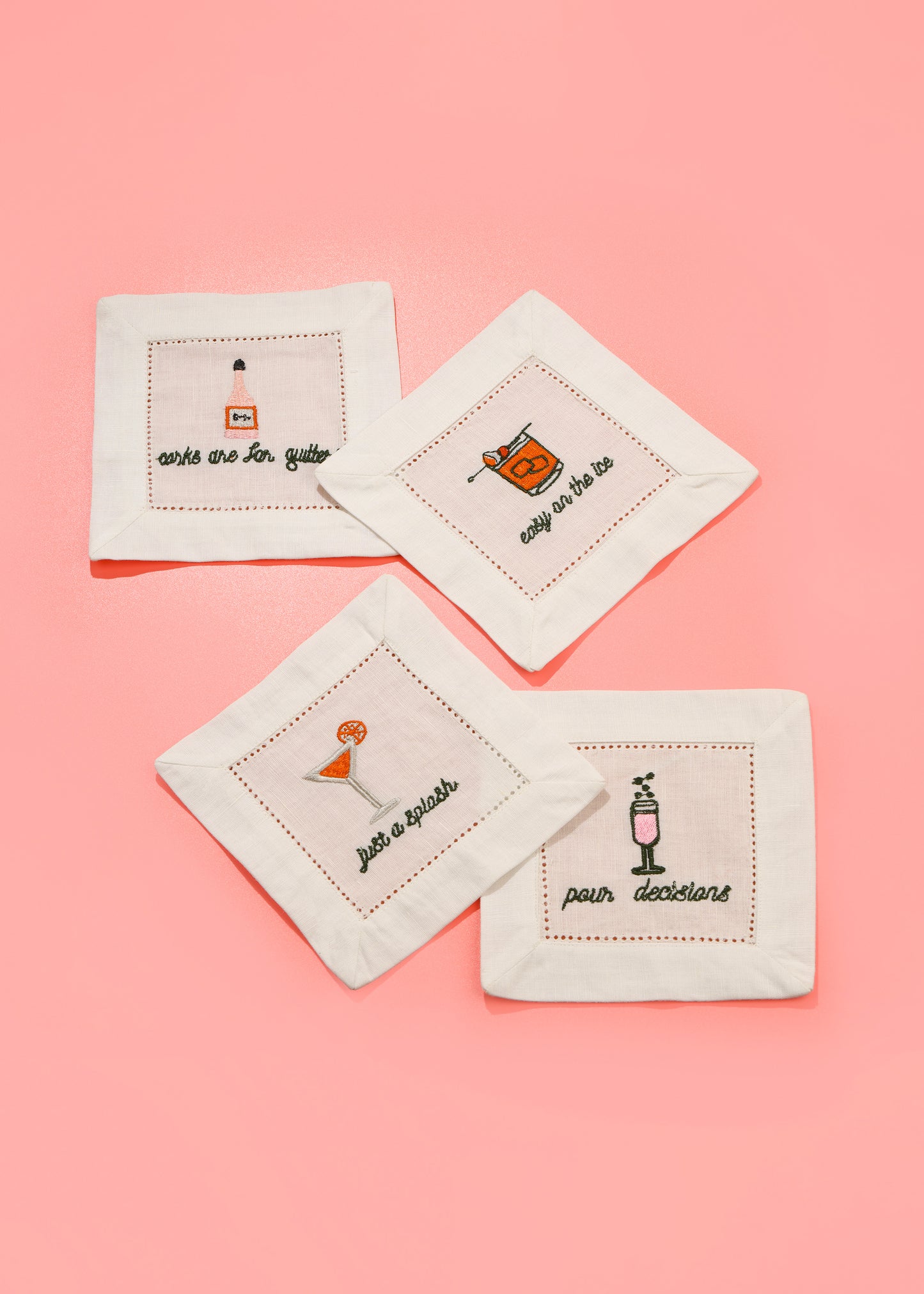 SipSavor Embroidered Cocktail Napkins