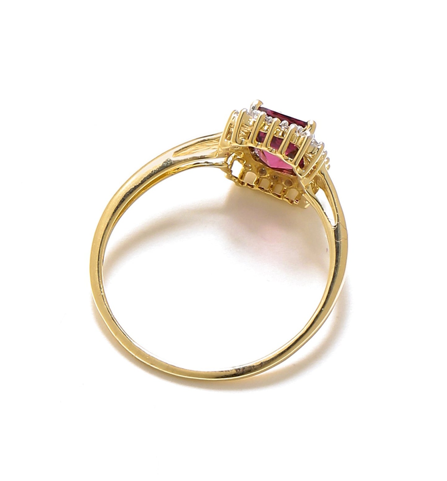 Tiramisu 1.22 ct Rhodolite Garnet White Topaz Solid 10k Yellow Gold Ring