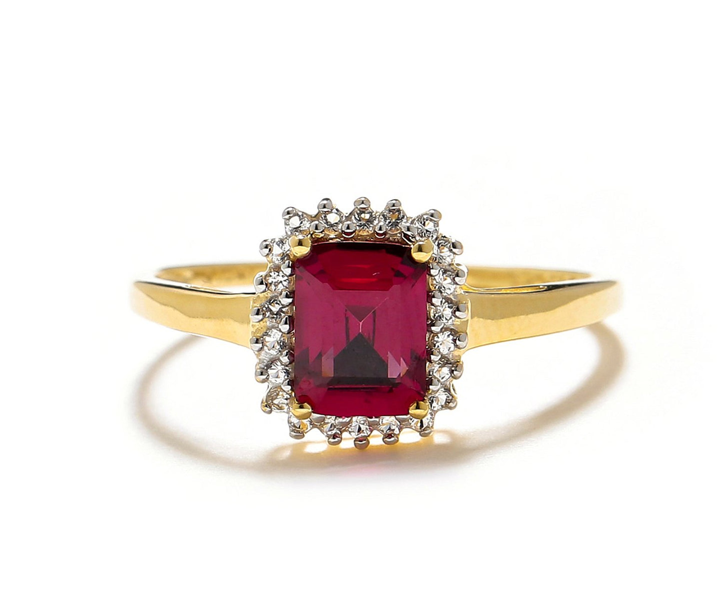 Tiramisu 1.22 ct Rhodolite Garnet White Topaz Solid 10k Yellow Gold Ring