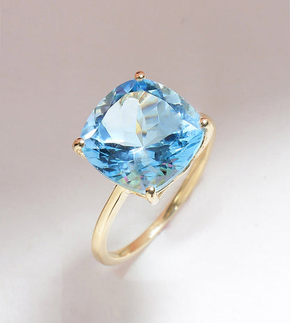 Tiramisu 7.50 Ct Sky Blue Topaz Solid 10k Yellow Gold Ring Jewelry