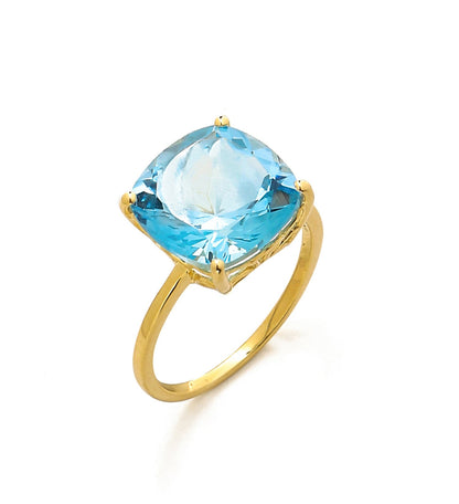 Tiramisu 7.50 Ct Sky Blue Topaz Solid 10k Yellow Gold Ring Jewelry