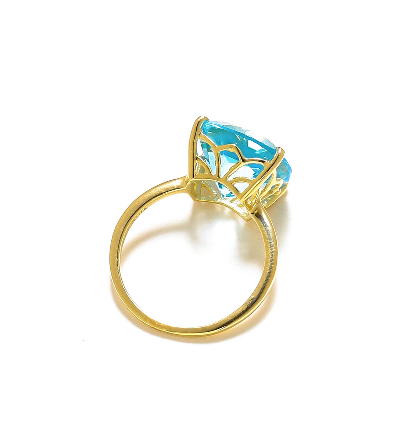 Tiramisu 7.50 Ct Sky Blue Topaz Solid 10k Yellow Gold Ring Jewelry