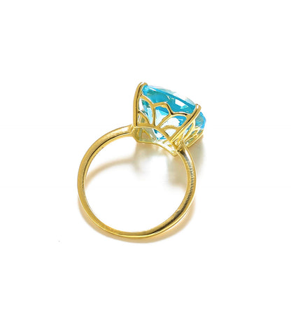 Tiramisu 7.50 Ct Sky Blue Topaz Solid 10k Yellow Gold Ring Jewelry