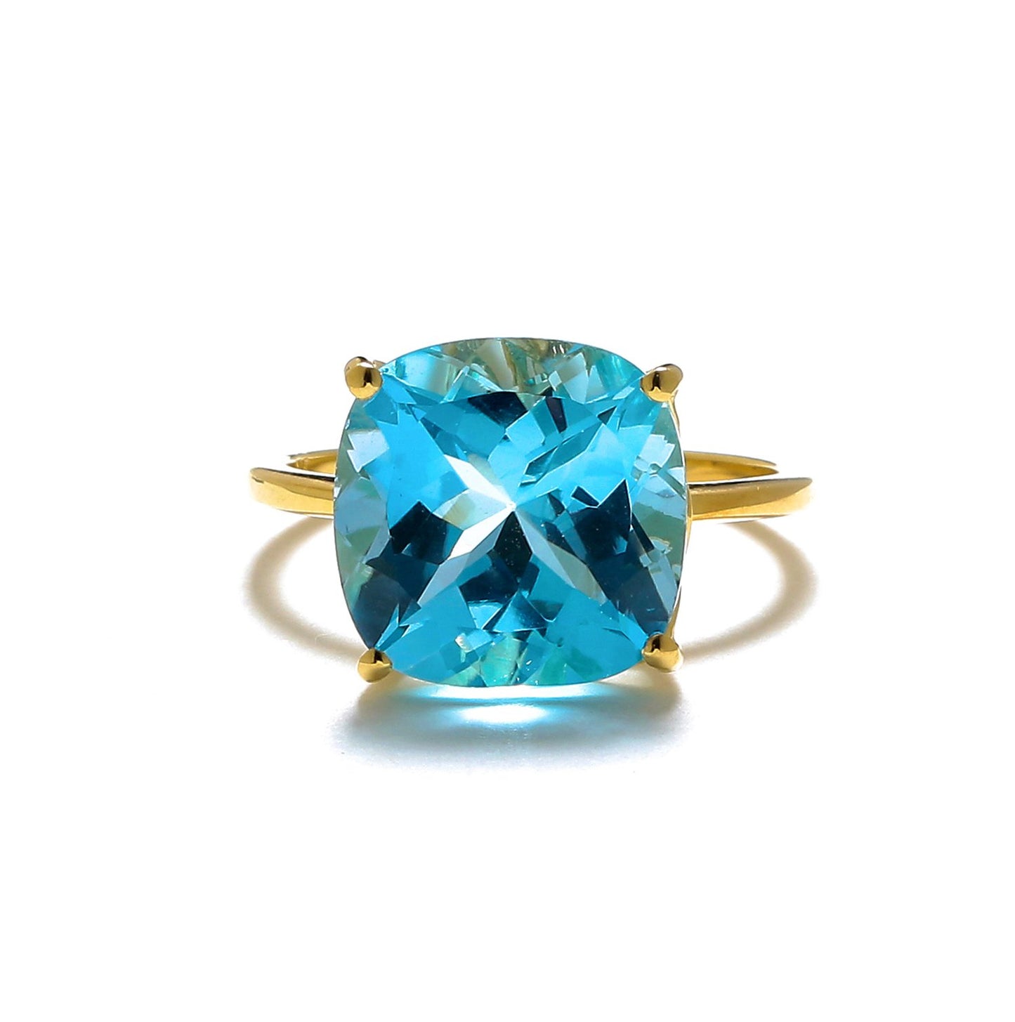 Tiramisu 7.50 Ct Sky Blue Topaz Solid 10k Yellow Gold Ring Jewelry