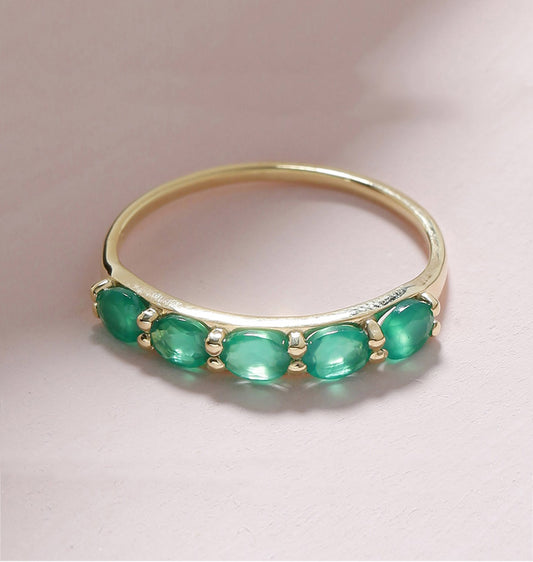 Tiramisu 0.80 ct Green Onyx Solid 10k Gold Eternity Band Ring