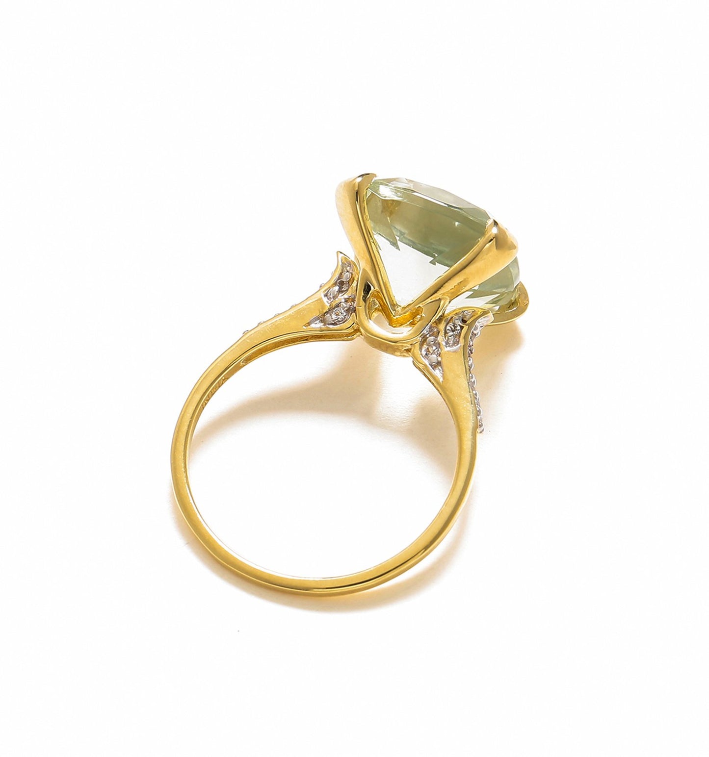 Tiramisu 6.11 Ct Green Amethyst Solid 10k Yellow Gold Statement Ring Jewelry