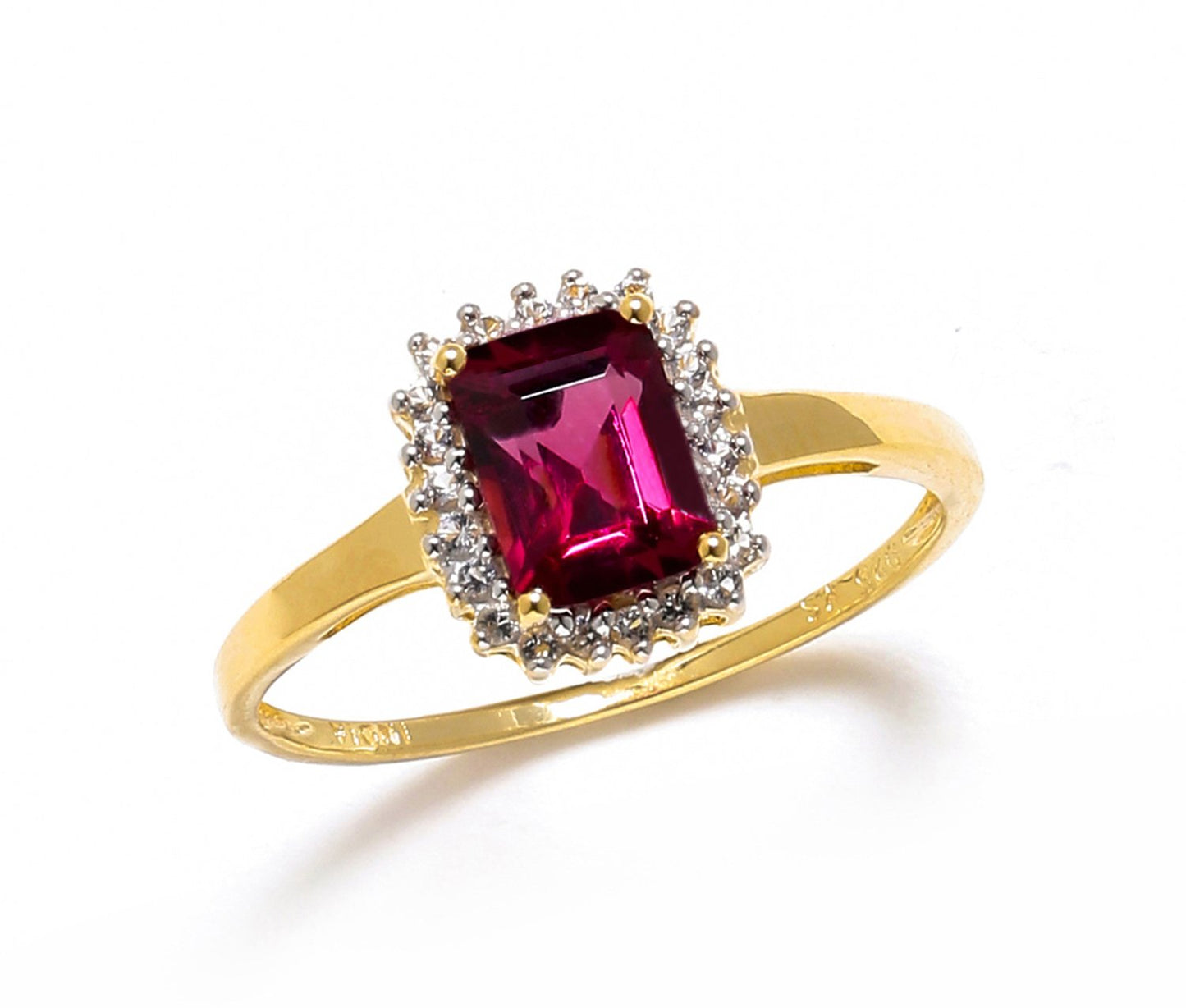 Tiramisu 1.22 ct Rhodolite Garnet White Topaz Solid 10k Yellow Gold Ring