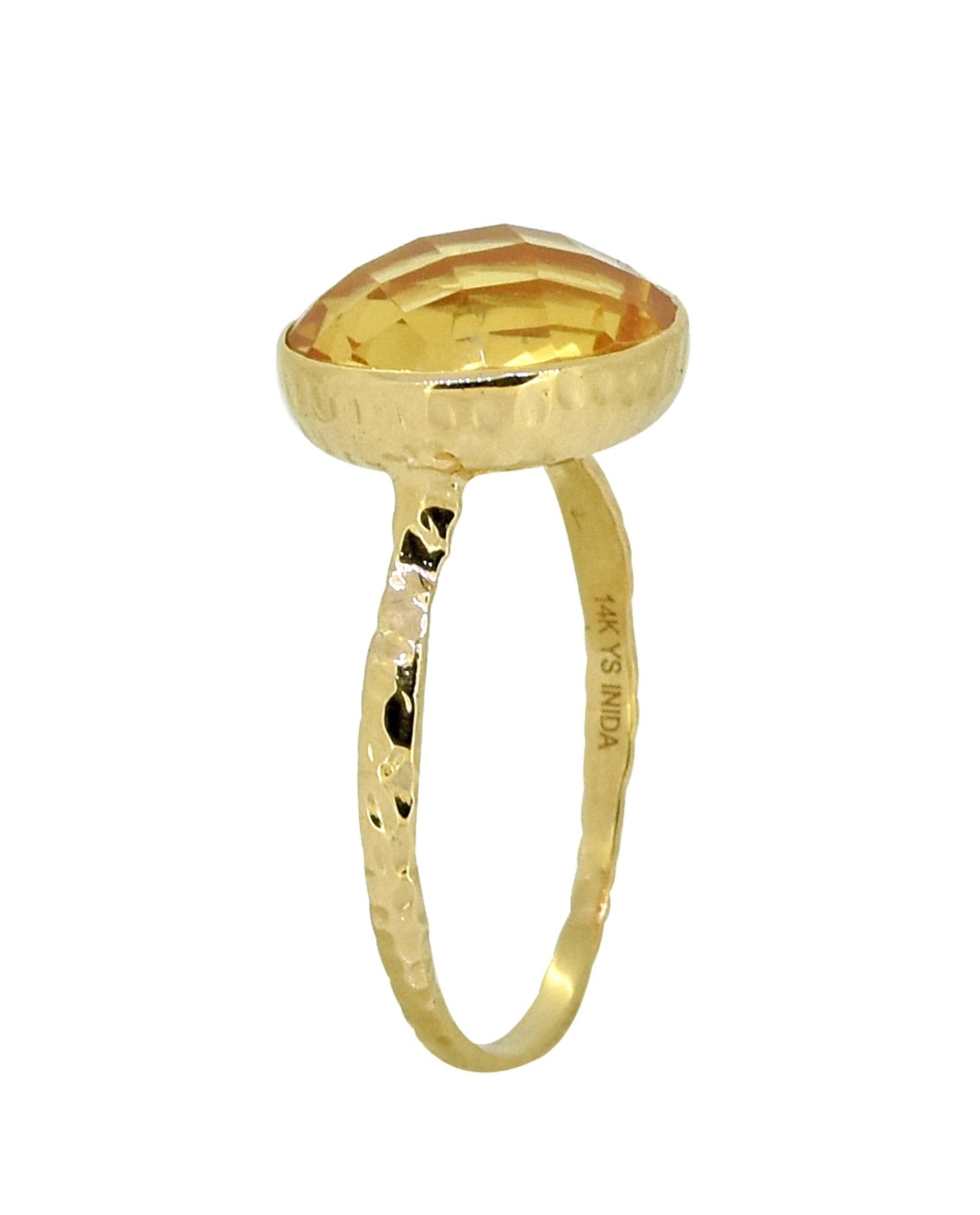 Tiramisu Solid 14k Yellow Gold Citrine Ring (5.60 ct)