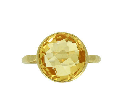 Tiramisu Solid 14k Yellow Gold Citrine Ring (5.60 ct)