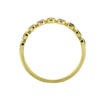Tiramisu 0.41 ct Multi Sapphire Solid 14k Yellow Gold Eternity Band Ring