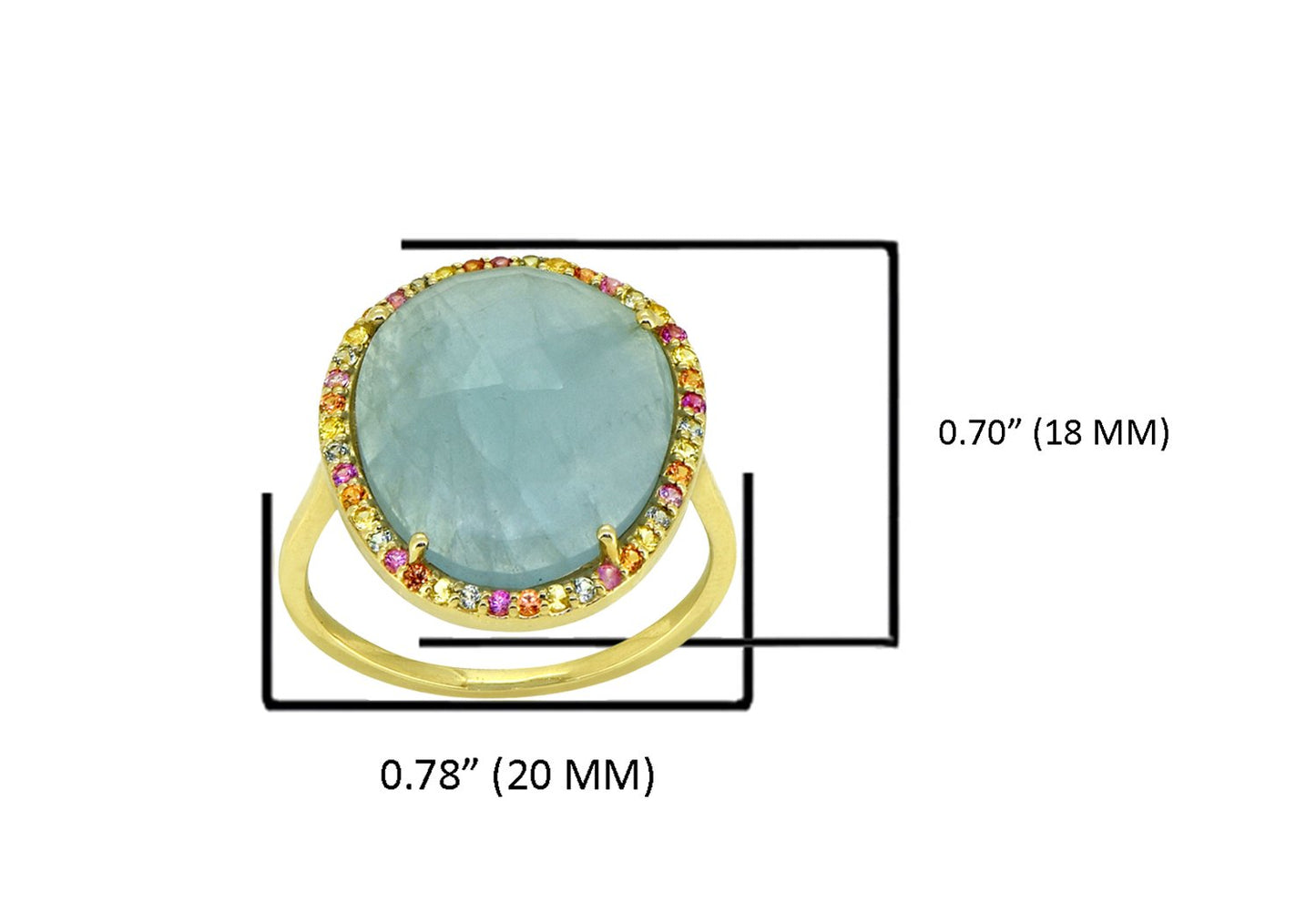 Tiramisu 6.45 ct Aquamarine Multi Sapphire Solid 14k Yellow Gold Ring