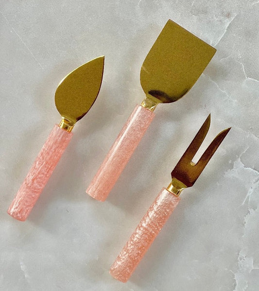 Pink Resin & Steel Cheese Tools