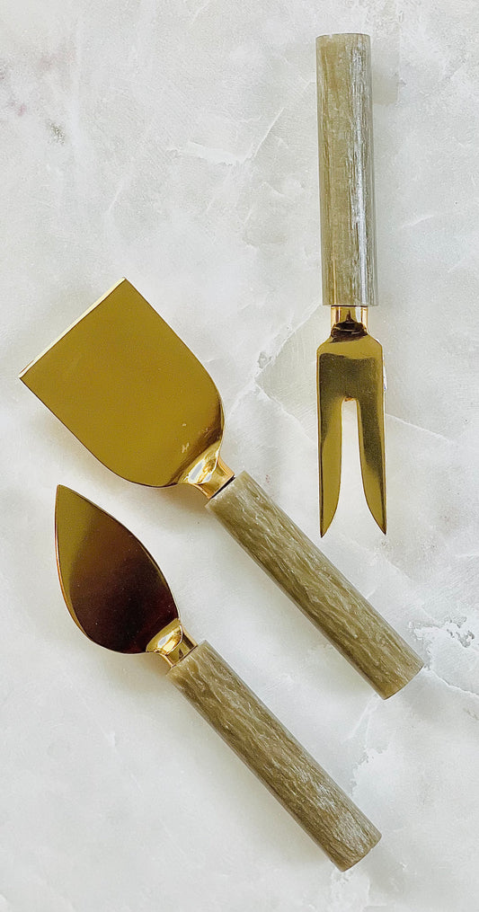 Brown Resin & Steel Cheese Tools