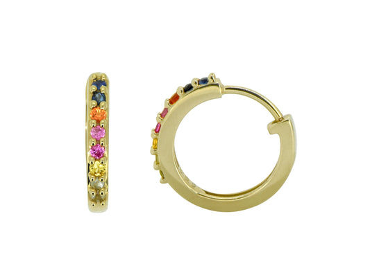 Tiramisu 0.36 Ct. Multi Sapphire Solid 14k Gold Hoop Earrings Jewelry